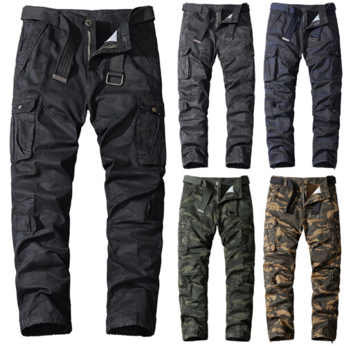 Mens Tactical Pocket Combat Cargo Trousers Army Pants Sports Work Wear Bottoms 