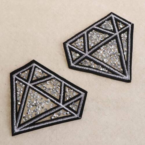2x Hot Drilling Diamond Parches Embroidered Iron on Patches for Clothing DIY