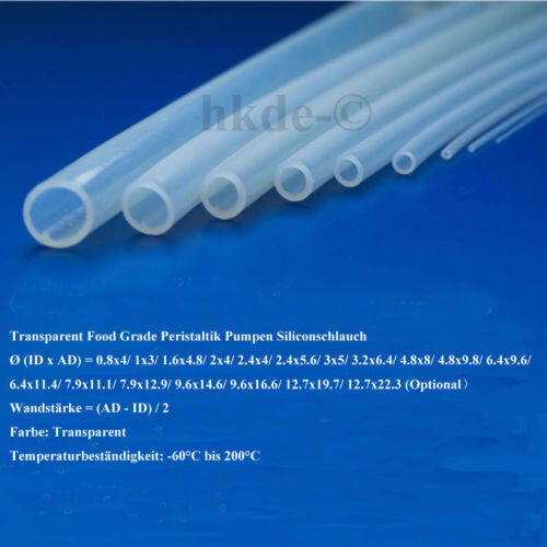 Transparent Food Grade Peristaltik Pumpen Siliconschlauch Tube ID0.8~12.7mm 