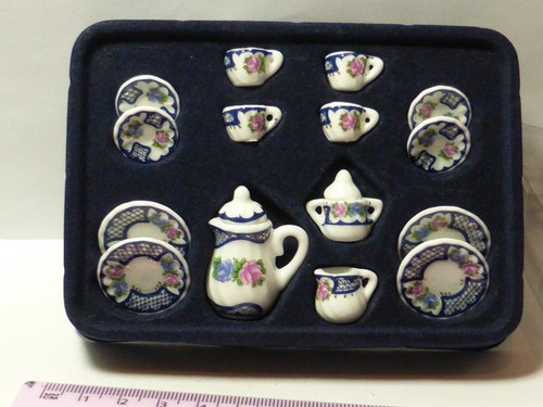 Cerámica escala 1:12 15 piezas Juego de té de muñeca casa miniatura P1