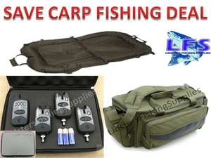 Beanie Mat Green Tackle Bag Carp Fishing Deal Wireless Bite Alarm Set of 3