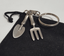 Gardening Fork and Trowel KeyRing Hand Crafted Key Ring in pouch Gift Idea
