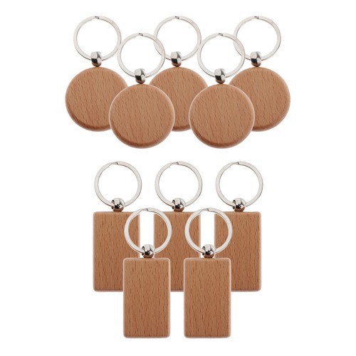 10 Stück Blank Holz Schlüsselanhänger Schlüsselhalter Schlüsselbund