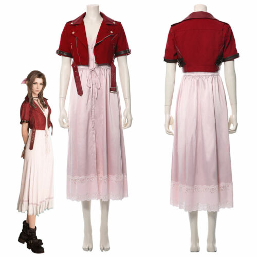 Details about   FF 7 Final Fantasy VII Aerith Gainsborough Cosplay Costume Pink Dress Jacket 