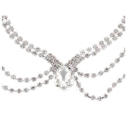 Wedding Bridal Hair Jewellery Frontlet Forehead Chain with Hairpins Q9T2