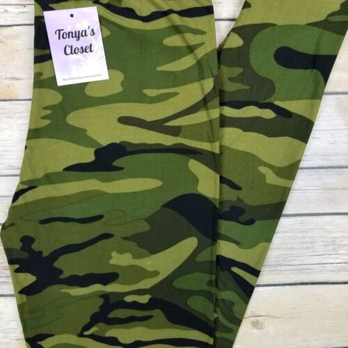 PLUS Camouflage Leggings Camo Army Military Green Olive Butter Soft 10-18 TC 