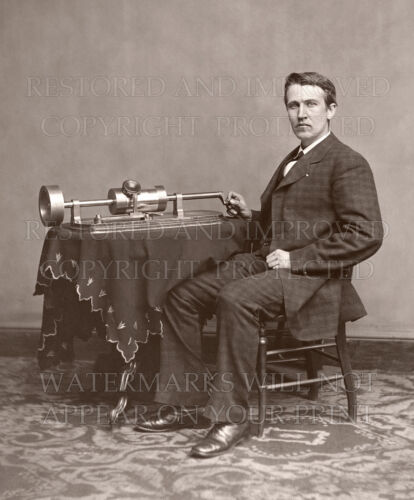 Thomas Edison & phonograph 1878 invention photo CHOICES 5x7 or request 8x10 or..
