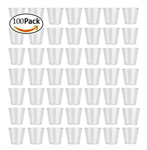 100X Clear Plastic Disposable Party Shot Glasses Jelly Cups Tumblers Birthday UK 
