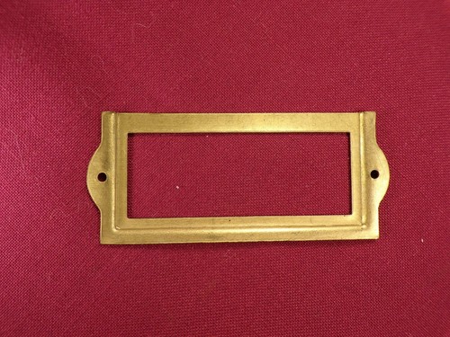 Vtg Antique Brass Card Drawer Label Holder Name Tag Library Catalog File Index