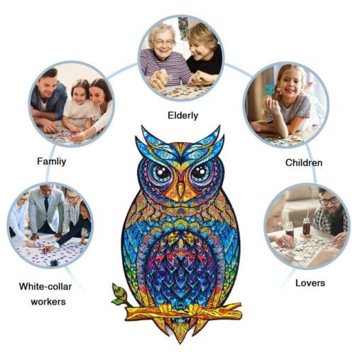 Wooden Jigsaw Puzzles Unique Animal Shape Adult Kid Child Toy Gift Home UK NEW