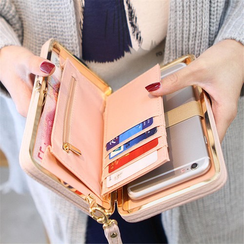 Damen Geldbörse Geldbeutel Leder Portemonnaie Portmonee Karte Brieftasche HJ