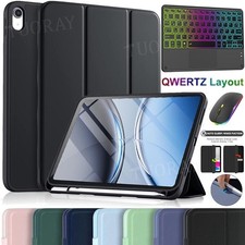Für iPad 7/8/9/10/11th Gen Air 4 5 6 Pro QWERTZ Beleuchtete Tastatur Hülle Maus