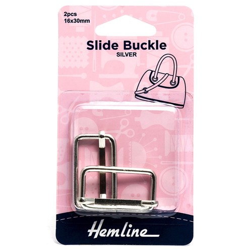 Hemline Slide Buckle 30mm x 16mm Nickel 2 Pack