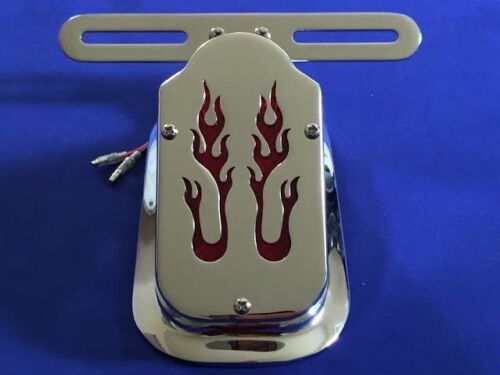 Universal Flame Licence Plate TailLight Chopper Bobber Quad Tombstone Harley 
