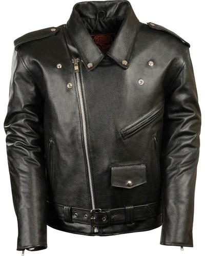 Big 3X Black Milwaukee Leather Men/'s Classic Police Style M//C Jacket