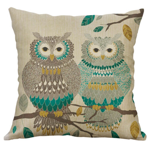 18/" Cartoon Owl Pinrting Cotton Linen Pillow Case Cushion Cover Sofa Home Decor