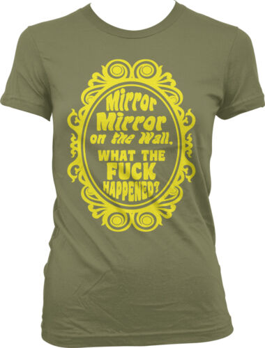 Mirror On The Wall What Happened Shenanigans Party Hangover Juniors T-shirt 