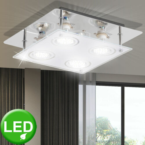 Chrom LED Decken Lampe Wohn Schlaf Ess Zimmer Design Leuchte Beleuchtung silber