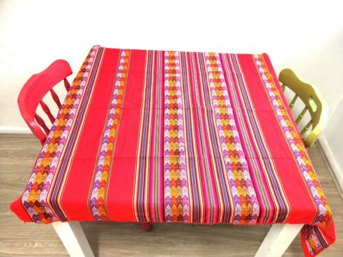 Blanket Peruvian Tablecloth Red Throw