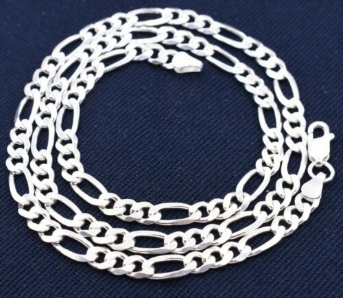 Details about   5.5mm Figaro Link Chain Necklace Italy Real Solid Sterling Silver 925 