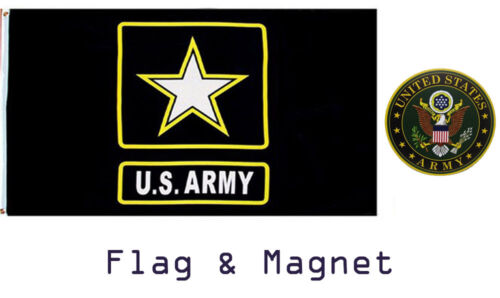 Wholesale Combo Set U.S Army Black Star 3x5 3’x5’ Flag and 4/" Magnet #6
