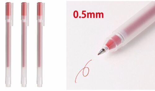 MUJI MoMA Color Gel Ink Ball-Point Pen 0.5 mm #RED 3 pcs Set Made in JAPAN