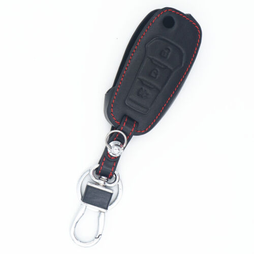 Black Leather 3 Buttons Flip Key Chain Cover Case for Ford Mondeo Edge Explorer 