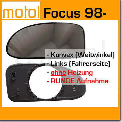 Ford Focus 98-04 Spiegel Spiegelglas Ersatzglas Eckige Aufnahme Konvex Links