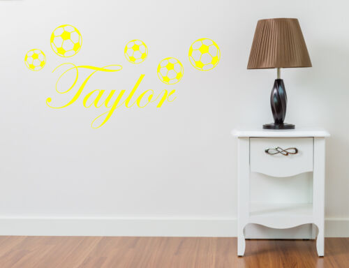 PERSONALISED NAME FOOTBALL WALL ART STICKER QUOTE DECAL BOYS CHILDRENS DECOR DIY