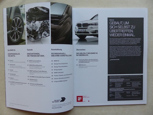 BMW X5 Typ F15 MJ 2017 Prospekt Brochure 02.2016