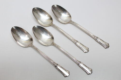 4 Wm Rogers Overlaid Silverplate Treasure Pattern Place//Oval Soup Spoons