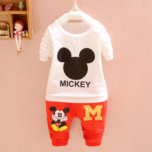3pc Toddler baby boys Girls Mickey Outfit Hooded coat+T shirt+pants clothes set