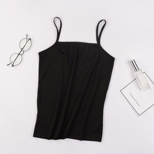 Womens Plain Sleeveless Ladies Stretch Long Strappy Camisole Vest Cami Tank Top 