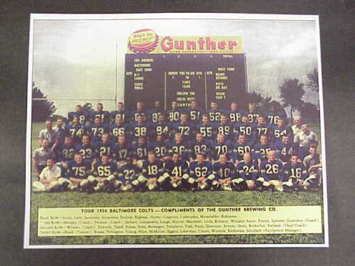 1954 BALTIMORE COLTS 8X10 TEAM PHOTO GUNTHER BEER 