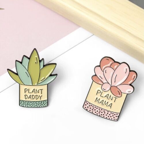Plant Mama Daddy Brooch Badge Pin Lapel Gift Succulent Gardening Jewellery 
