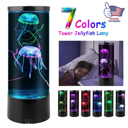 7 Color Changing LED Jellyfish Lamp Aquarium Bedside Night Atmosphere Mood Light 