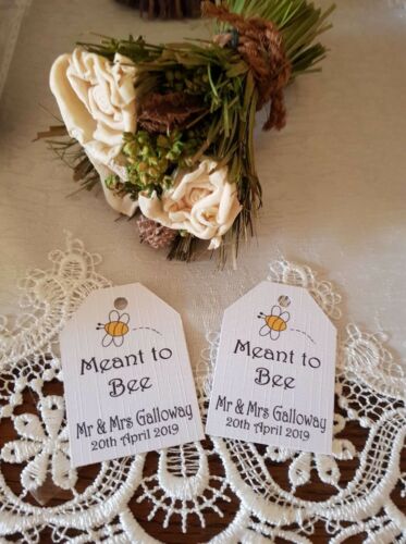 Meant Тo Bee Wedding Favours tags with Twine Personalised Your Names and Date