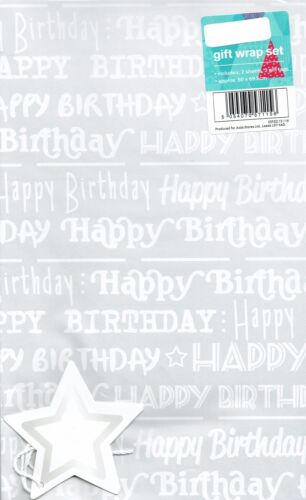 2 feuilles pack qualité papier cadeau et carte-cadeau anniversaire/autres 
