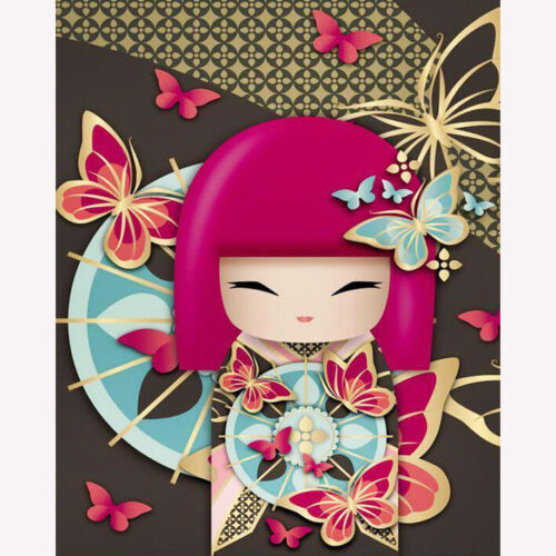 Full Drill Diamond Painting Kit Like Cross Stitch Japanese Girl Butterfly ZY166A 