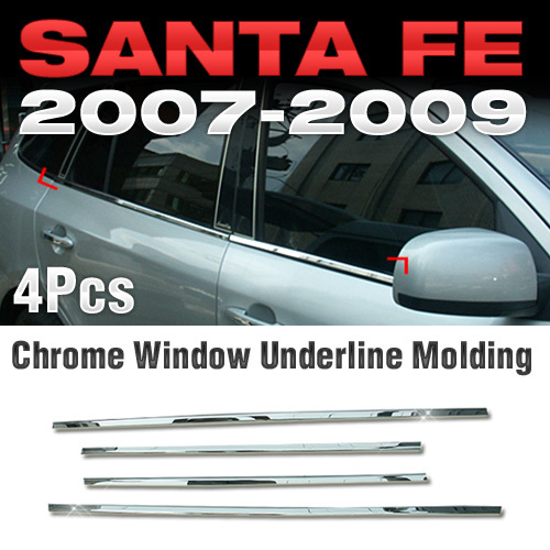 Chrome Window Accent Molding 4P Set A871 Kit For HYUNDAI 2007 2008 2009 Santa Fe