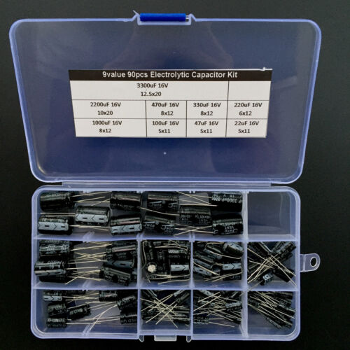 Electrolytic capacitor assorted kit box assortment 9valueX10 16V 22uf~3300uf
