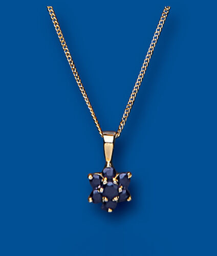 Sapphire Pendant Yellow Gold Necklace Cluster 