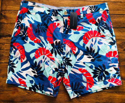 Tommy Hilfiger Flex Casual Chino Shorts Tropical Size 38W 7/" Inseam NWT