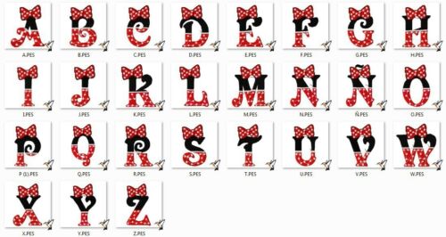 Alfabeto MINNIE MOUSE Disney PES  Embroidery Designs files