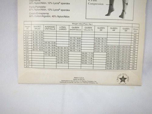Details about / JCPenney Sheer Caress Long Pewter 88 Extra Sheerest Support Pantyhose Sandlefoot