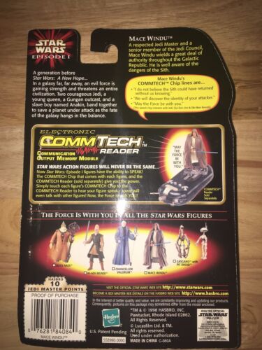 Star Wars Episode 1 Mace Windu Action Figure Hasbro, 1998, CommTech 