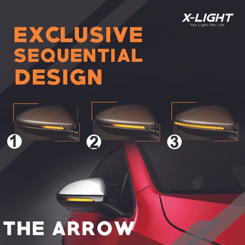 Flowing Dynamic Sequential Rear Mirror Turn Signal Light Passat B7 CC Jetta MK6