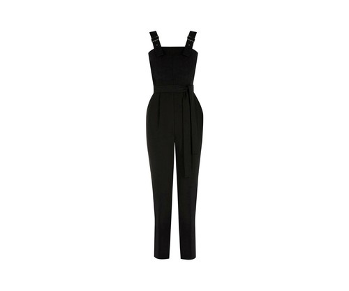 NUOVO OASIS Penny Cravatta In Vita Con Cintura Tuta su misura Nero Look Smart UK 14 16