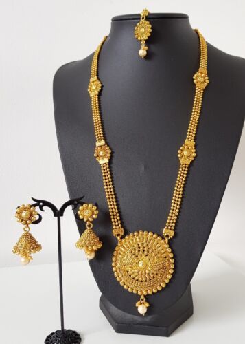 New Bollywood Indian Imitation Jewellery/ Bridal/Party wear/ Long Gold Pearl Set 