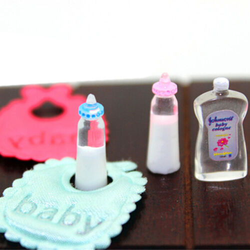 12Dollhouse Miniatur Spielzeug Baby Milchflasche Lätzchen Duschen Gele 5pc MW 1 